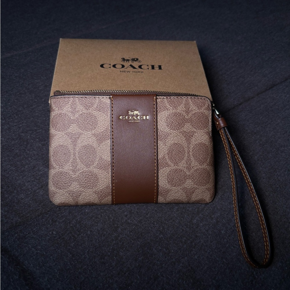 Coach Brown Leather Wallet with Monogram Design